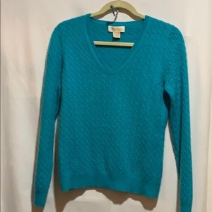 PECK & PECK 100% CASHMERE SZ M turquoise cable